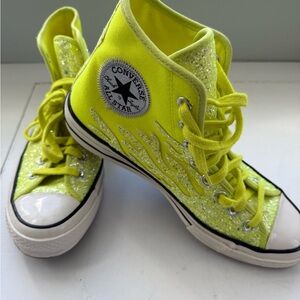 Converse Neon Yellow Glitter High-Top Sneakers